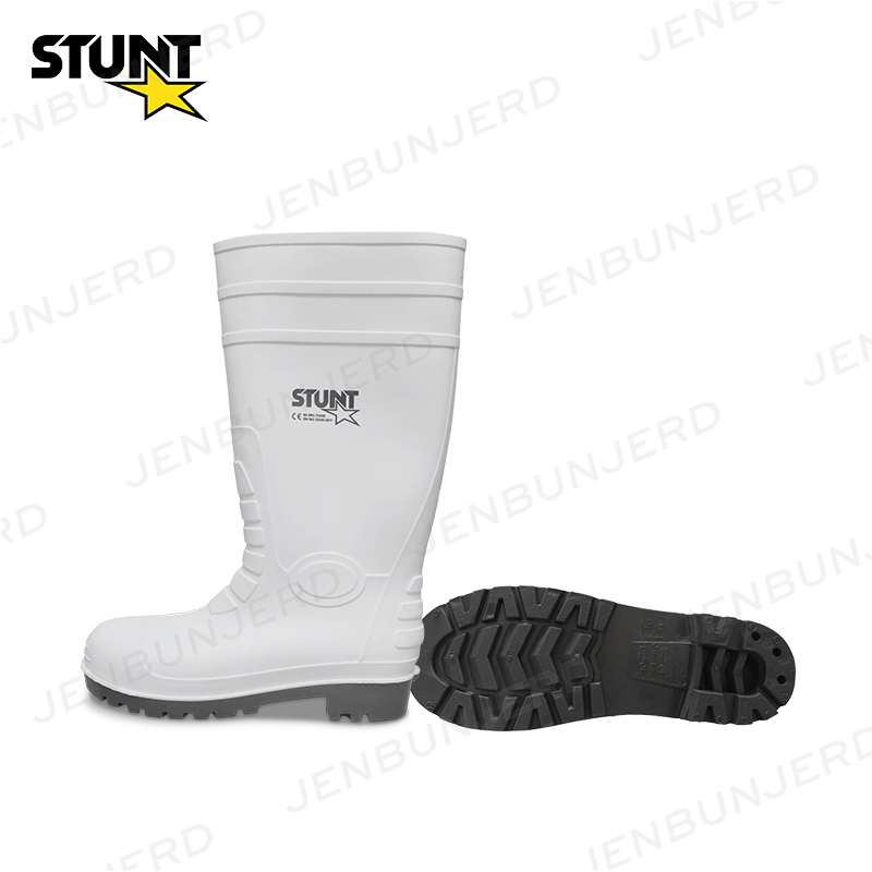 จำหน่าย รองเท้าเซฟตี้ รองเท้านิรภัย รองเท้าบูทนิรภัย PVC สีขาว หัวเหล็ก